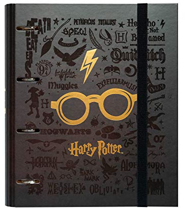 Grupo Erik Raccoglitore ad Anelli A4 Harry Potter - Raccoglitore a 4 Anelli con Elastico e Copertina Rigida in Cartone per la Scuola | Cancelleria Harry Potter Gadget