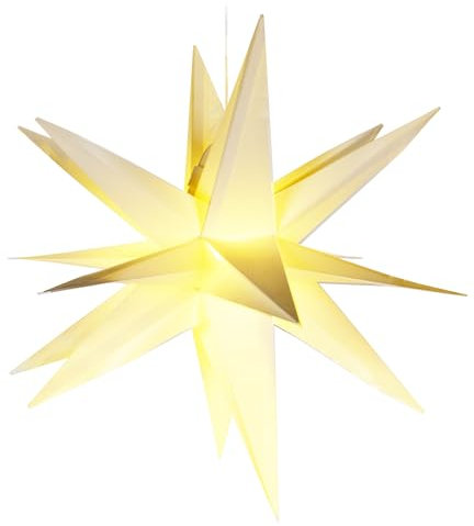 com-four® LED Stern - Weihnachtsstern mit Timer-Funktion - LED Stern als dekorative Beleuchtung zu Weihnachten - batteriebetriebene Weihnachtsdekoration (1 Stück - weiß)