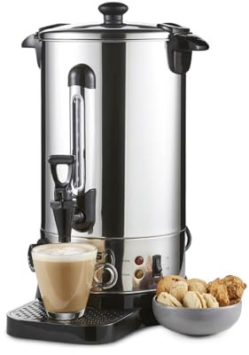 Geepas 10L Electric Catering Urn, 1650W Instant Hot Water Boiler Dispenser - Tea Urn Kettle Home Brewing Commercial Office Use with Keep Warm - Easy Pour Tap, Stainless Steel – 2 Year Warranty