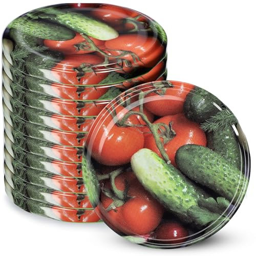 KADAX Schraubdeckel fi82 mm, Twist-Off-Deckel Set aus Metall, Ersatzdeckel für Einmachgläser, Deckel mit 6 Einrastzähnen für Sturzgläser und Einmachgläser (Gemüse, 10 Stück)
