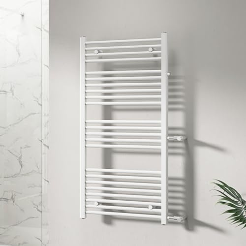 WITEN&NOCK Badheizkörper 1200x500 mm Designheizkörper Seitenanschluss Nabenabstand 500 & 900 mm Handtuchtrockner Handtuchwärmer gerade weiß