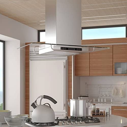 Tidyard Cappa da Cucina a Isola in Acciaio Inox e Vetro con Display LCD