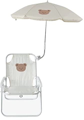 Garosa Strandklappstuhl, Kinder Campingstühle Metallstütze für Reisen (Bär mit Regenschirm)