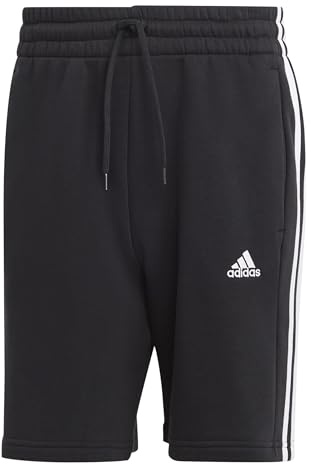 adidas Men's Size Essentials Fleece 3-Stripes Shorts, Black, Large Tall