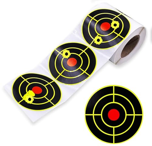 200 Stück Selbstklebende Splatter-Ziele mit fluoreszierenden gelben, schlagreaktiven Shootnig-Scheiben, Aufklebern, Papierzielen 7,6 cm für Schießübungen mit Gewehren, Pistolen und Airsoft-BB-Waffen