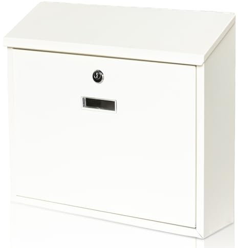 xhlokk Wall Mount Locking Mailbox, White Modern Mail Box for Outside, Galvanized Steel Large Capacity 14 Mailbox for House, Apartment, Porch, Fence