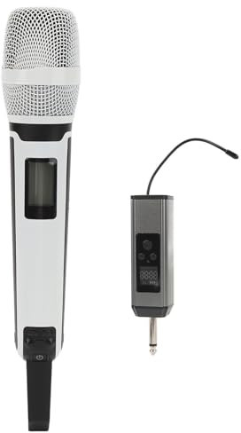 Microfono Senza Fili a Mano, Set Microfono Senza Fili Chip di Elaborazione DSP Orientamento Cardioide Bianco per Trasmissione in Diretta