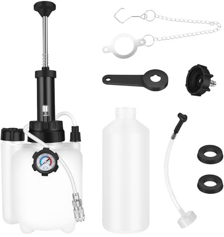 ASUNCELL 3L Auto Bremsenentlüfter Set, Professionelle EIN Mann Auto Bremse Entlüftung Kit, Bremsflüssigkeitswechselgerät mit 1L Absaugbehälter für E20 (ø45mm), Auto Bremsöl Topf