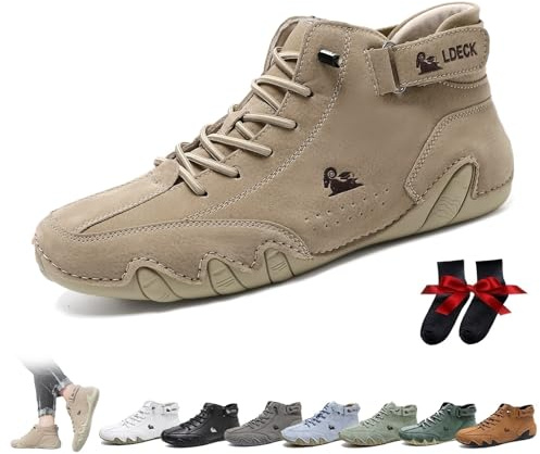 Stivali alti italiani fatti a mano da uomo Scarpe minimaliste da esterno Beck Scarpe casual traspiranti antiscivolo a piedi nudi per passeggiate Escursionismo Guida stivali Chukka(Cachi,43 EU)