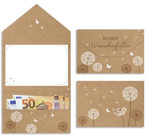 Embalaje para regalo de dinero Wunscherfüller, 2 piezas de tarjeta de vale de regalo para cumpleaños, boda, confirmación, juventud, Navidad, regalos divertidos para mujeres y hombres - 11*16 cm