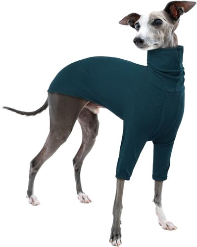Rollkragenpullover Windhund, Warme Windhund Winter Kleidung Pullover Lurchers Jacke Hundepullover Mittelgroße Hunde Dog Sweatshirt(Blau, M)