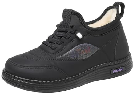 Baskets Femme sans Lacets Orthopédiques Chaussures Randonnée Chaudes Peluche Chaussures de Sport Extérieur Antidérapant Confortable Baskets Automne Hiver 39 Noir