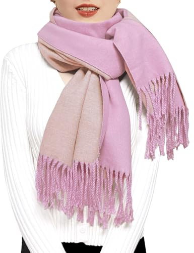 ehsbuy Bufanda de cachemira para mujer, mantones y envolturas de pashmina suaves, reversibles, largas, grandes, cálidas, gruesas, bufandas con borla para bodas, regalos de mujer