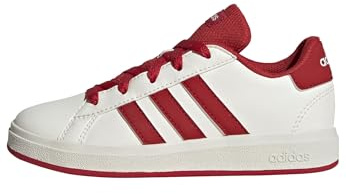 adidas Grand Court Lifestyle Tennis Lace-Up Shoes, Zapatillas de Tenis Unisex niños, Blanco Roto Collegiate Red Core Black 01, 32 EU