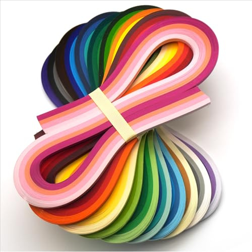 JUYA Tjocka flerfärgade quilling remsor-set, 160+ GSM, 40 färger, 10 teman, 800 remsor, 54 cm längd QP540C40H-10 bredd 10 mm (0,39 tum)