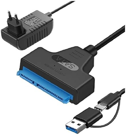 SATA USB Adapter, SATA to USB Festplatten Adapter für Externen und Internen Festplatten SSD/HDD 2,5 3,5 Zoll Adapter Kompatibel mit Windows, Mac und Linux Betriebssystemen