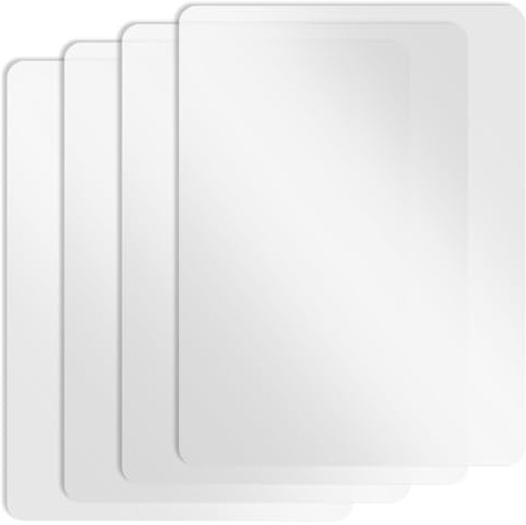 4Pcs Clear Plastic Placemats 17 X 11 Inch Matte Transparent Heat Resistant Washable Table Mats, Vinyl Placemats Wipeable Large Clear Tables Mat for Hard Plastic Table Protector Dining Kitchen Crafting