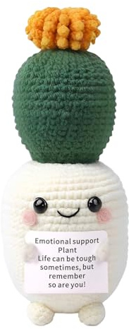 Cactus Uncinetto Emozionale - Succulento lavorato a maglia, giocattolo di peluche divertente fatto a mano, adorabile ornamento da ufficio, decorazione per ufficio casa, peluche morbido e leggero |