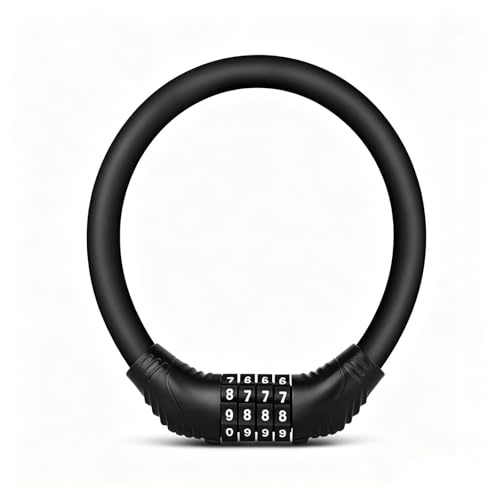 Febbya Bike Lock Heavy Duty,4 Digit Combination Cycle Lock for Scooter and Motorcycle,High Security D Lock for Bicycle,Cable Lock for Kids Bike,Black Metal Bicycle Lock