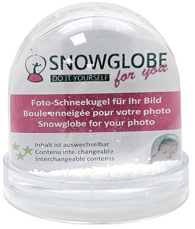 Snowglobe for You | Personalisierte Schneekugel mit Schnee | für 2 Fotos | Sockel Transparent mit Schnee | Foto-Schneekugel Kunststoff | 82 x 94 cm | 50000