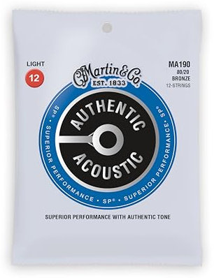 MARTIN 12 Akustikgitarrensaiten, Superior Performance Light 12-54, 80/20 Bronze (MA190)