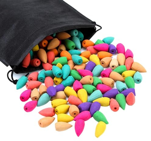 Aneco 180 Pieces Backflow Incense Cones 10 Mixed Natural Scents Rose Jasmine Lily Mint Lavender and More Kinds of Mixed Natural Backflow Incense Cones