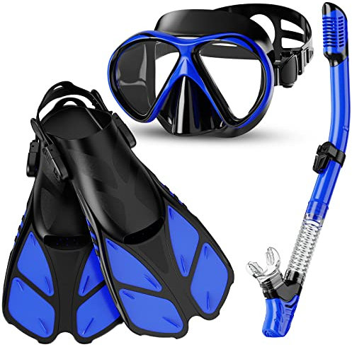 Smyidel Máscara y Aletas,Esnórquel settauch Set, Snorkel Set,Gafas de Buceo,Funda Aletas, Gafas de Buceo Buceo Swim Mask Snorkel Aletas Snorkel para Adultos y Jóvenes