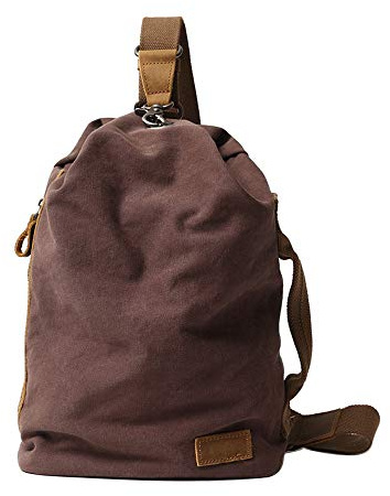 Neuleben Vintage Sling Rucksack Schulterrucksack Canvas Daypack Brusttasche Retro Schultertasche Klein Damen Herren für Reise Outdoor Sport Freizeit (Kaffee)