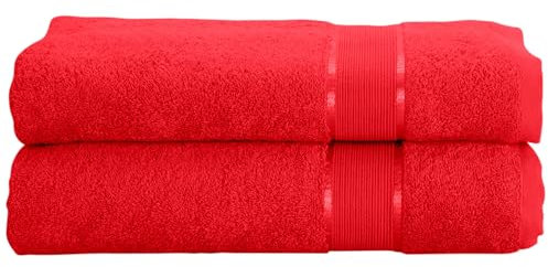 Mixibaby 2er Set Gästetuch Handtuch Duschtuch Badetuch Saunatuch Frottee Baumwolle 500gsm, Größe:Gästetuch 30x50cm, Farbe:Rot