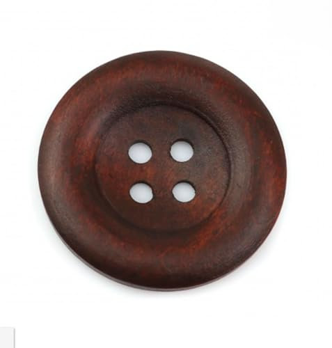 10 Stück edle Holzknöpfe 35mm rund 4 Löcher Knopf braun lasiert Knopf 4-Loch-Knöpfe Mantelknöpfe Jackenknöpfe Knöpfe zum Basteln Nähen Annähen Aufnähen