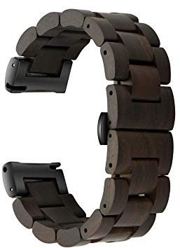 AIYIBEN Schnellspannarmband, Uhrenarmband aus Naturholz, Wahl der Armbandfarbe und -breite 18mm, 19mm, 20mm, 21mm, 22mm, 23mm oder 24mm (22mm, Braun)
