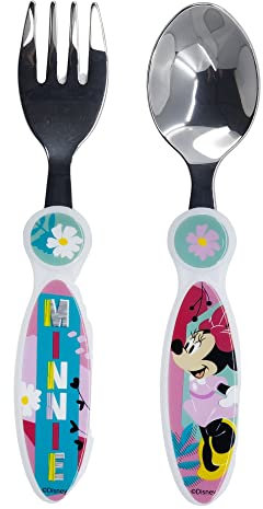 KINDERBESTECK AUS METALL. 2 STÜCK | MINNIE MOUSE MOUSE BEING MORE MINNIE MOUSE, Silber