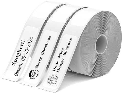 Meoligr Thermo Etiketten Selbstklebend 3 Rollen Pack- Wasserdicht Etikettenband 12x40mm Etikettendrucker Thermo Papier für Schule, Zuhause, Büro, Kleine Unternehmen,160 Bänder/Rolle