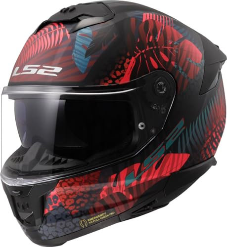 LS2, Integraler Motorradhelm STREAM II JUNGLE Matt Black Pink Blue, M