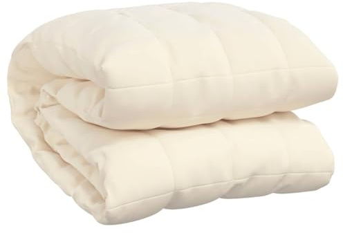 vidaXL Tyngdtäcke gräddvit 220x235 cm 11 kg tyg, filt, sängkläder, tyngdtäcke för ångest, filtar, täcke filt, lugnande filt, ångestfilt, tung filt