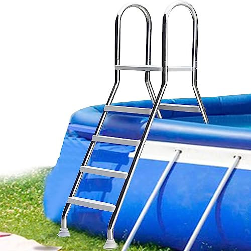 vhdurike Échelle de Piscine en Acier Inoxydable, échelle de Piscine enterrée à 4 marches de 52 Pouces, marches antidérapantes pour Piscine Hors Sol, pour Voyage, Piscine de Jardin, Maison