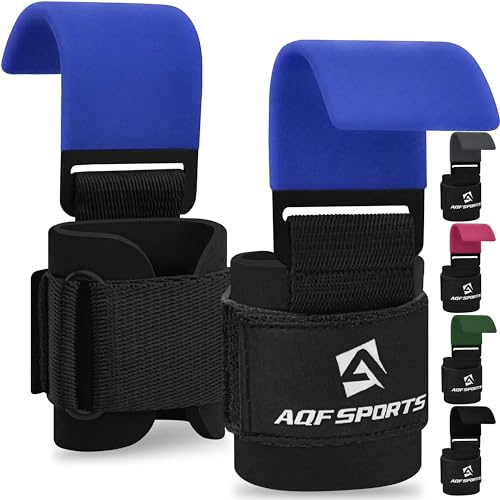 AQF Tyngdlyftande krokar remmar, halkfri gummibeläggning grepp 8 mm tjock vadderad neopren med dubbla sömmar för kraftlyftning marklyft gym haka pull up träning fitness