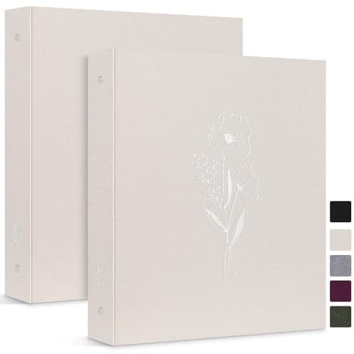 Lanpn Raccoglitore ad anelli formato A4, 2 confezioni, anelli rotondi per 2,5 cm, contiene fogli da 21,6 x 27,9 cm per casa ufficio scuola riviste (beige)
