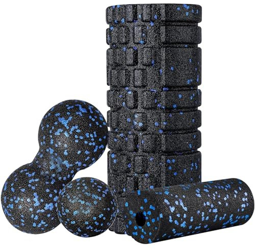 Faszienroller-Set mit 3D-Textur-Massage, Faszienroller Wirbelsäule/Mini-Faszienroller/Faszienball/kleiner Duoball, Faszien-Set für Rücken, Wirbelsäule, Beindehnungen und Faszientraining