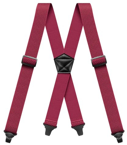 Mens Braces for Trousers 4cm Wide X Style 4 Plastic Clasps red