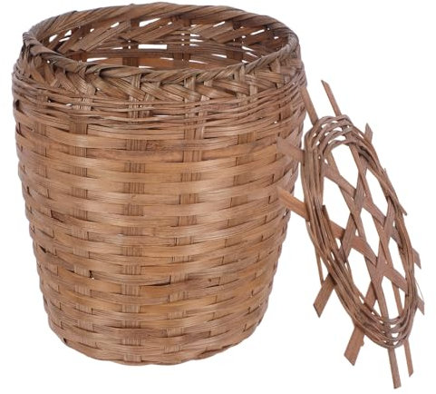 BUGUUYO Cestino in Vimini Piccolo Cestino Per Raccolta Differenziata Mano Per Ufficio Bagno o Camera Da Letto Materiale Sostenibile e Design Elegante