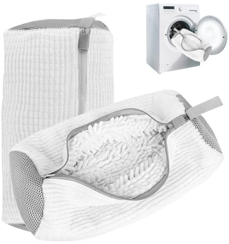 Zyluniy skotvättpåse tvättmaskin, 2 stycken skopåsar tvättmaskin, skor tvättpåse, återanvändbar tvättpåse, skor med dragkedja, skosäck för tvättmaskin och torktumlare
