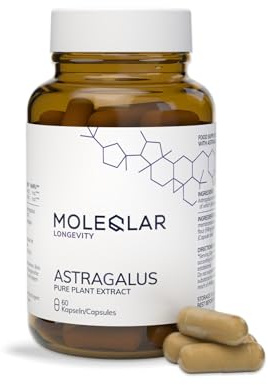 MoleQlar Astragalus Kapseln 60 Stück - 50 mg Astragalosid pro Kapsel - Traganthwurzelextrakt - Laborgeprüft und standardisiert