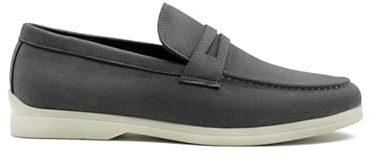 Xposed Men’s Grey Faux Suede Penny Loafers Lightweight Slip-On Smart Casual Summer Shoes [PVC-V832-GREY-43]