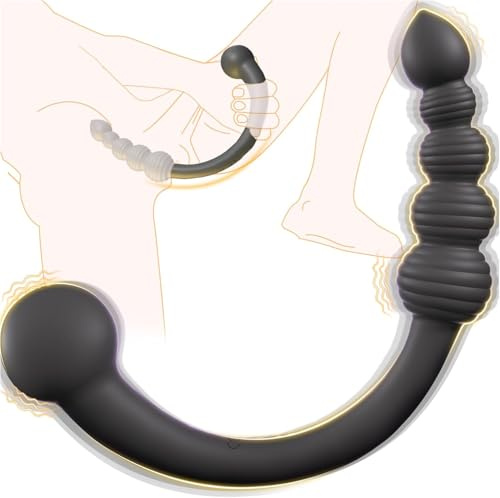 Dual-Ended Vibrating Anal Plug Prostate Massager Sex Toys, Curved Anal Beads G Sopt Dildo Vibrator with 9 Modes, Male Adult Toys Sex toyscouples for Couples Anal Toys Butt Plug Vibrators for Men