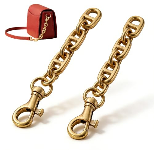 Ztolbriy Cadena Bolso Dorada, 2 Unidades Cadenas Extensoras de Bolso de Aleación de 120mm, Correa de Hombro Cruzada con Perno de Ojo Giratorio y Gancho a Presión, Ideal para Monederos y Bolsos