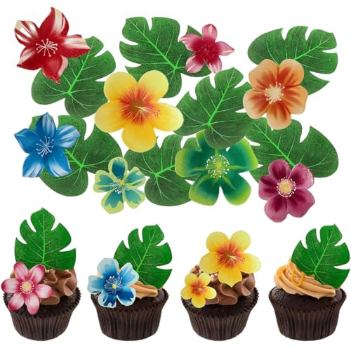 KAHZOR 60 pezzi non commestibili – fiori e foglie,perfetta per decorazioni per torte e cupcake,ideale per feste di compleanno,matrimoni e baby shower