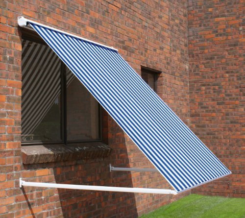 1m Half Cassette Drop Arm Window Awning (Blue and White Stripe)