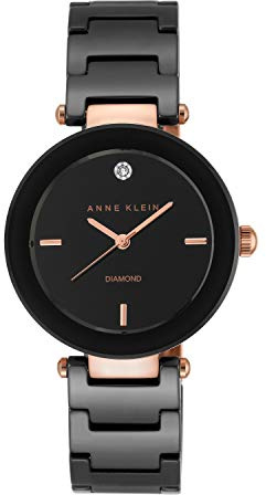 ANNE KLEIN armbandsur för kvinnor med äkta diamanturtavla och keramiskt armbandsur