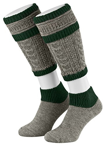Piarini Loferl - Calcetines para traje regional (2 piezas, tallas 39-42, 43-44, 45-46, 47-48), color marrón, verde, rojo, azul, beige, antracita, diseño trenzado, tallas 39-42 Abeto gris. 39-42